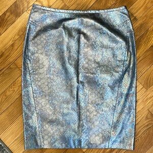 NEW Rachel Roy metallic snakeskin 100% leather pencil  skirt 6